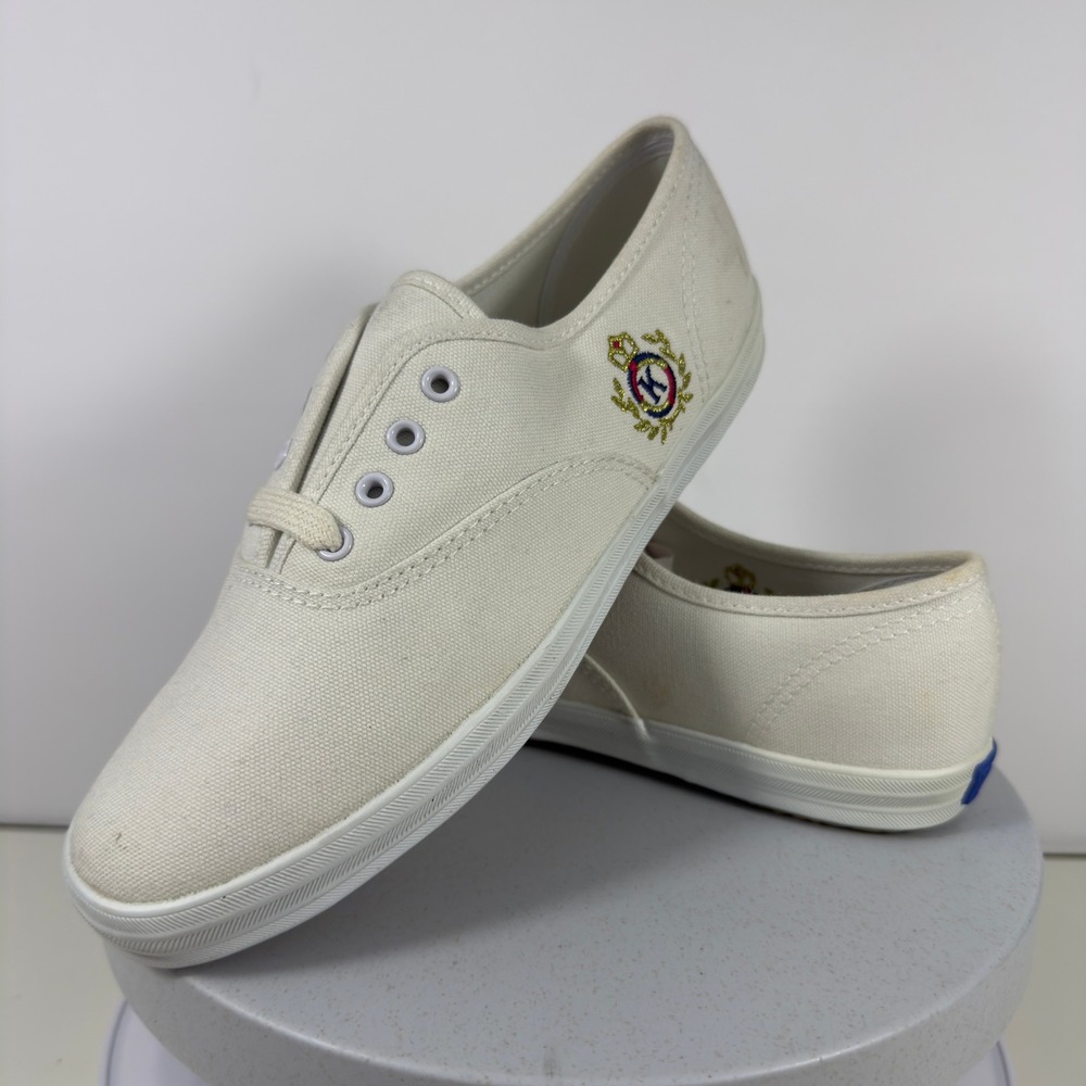 Keds Court Set Vintage Canvas Women Size 6 White 1980s Crest Logo WK-4068M